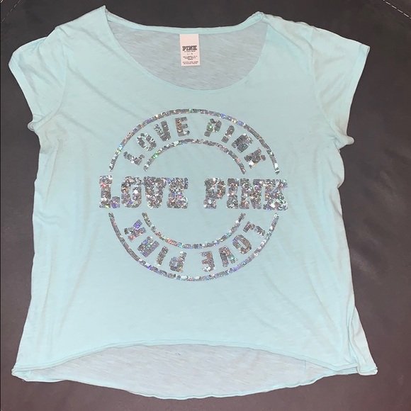 PINK Victoria's Secret Tops - Victoria’s Secret Pink Bling Teal Tee-Large